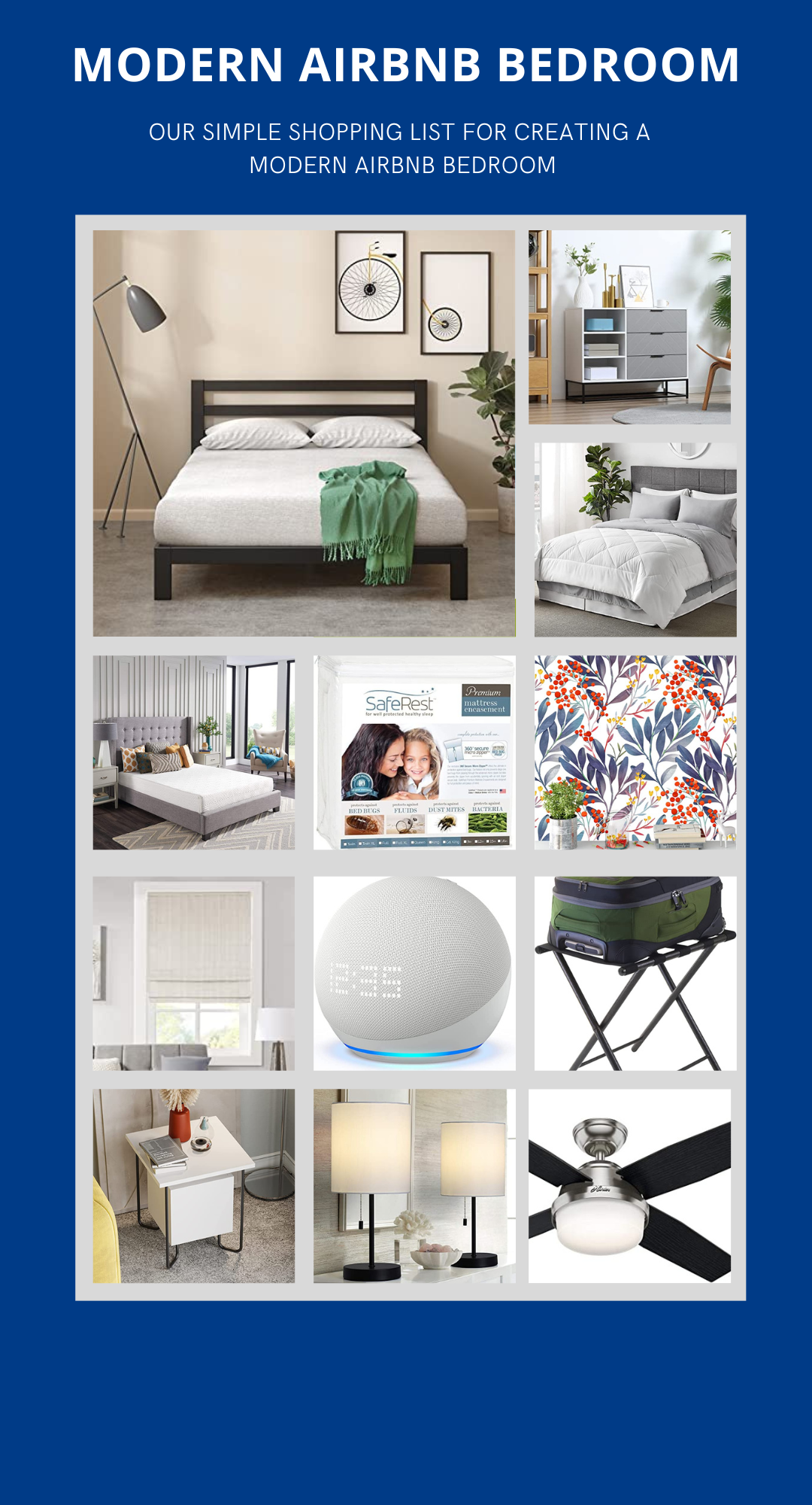 Shopping List for a Modern Airbnb Bedroom | Prepare Your Airbnb Rental ...
