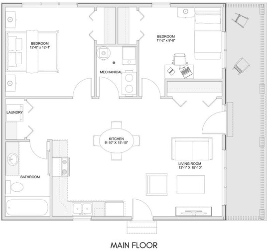 Compact Floor Plan for ADUs or Cottages