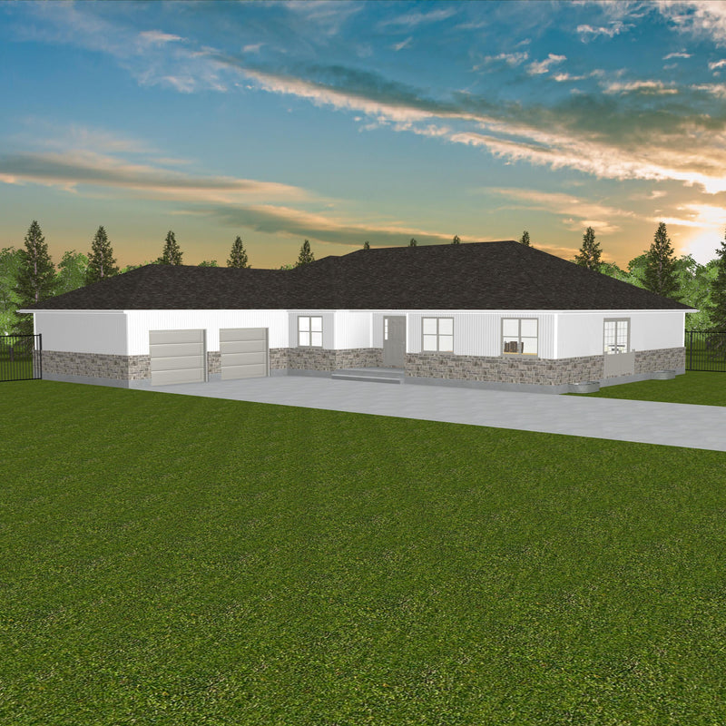 Plan #21-0147 | Bungalow, Attached Garage, Family Home, 4 bedroom, 2 bathroom