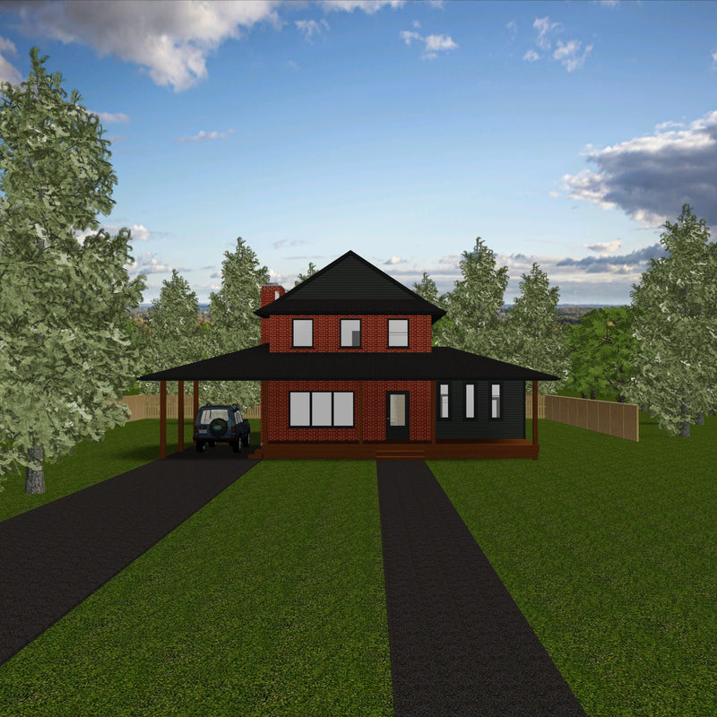 Plan #21-0283 | House, 2 Storey, Family Home, 3 bedroom, 2 bathroom, Carport, Covered Porch