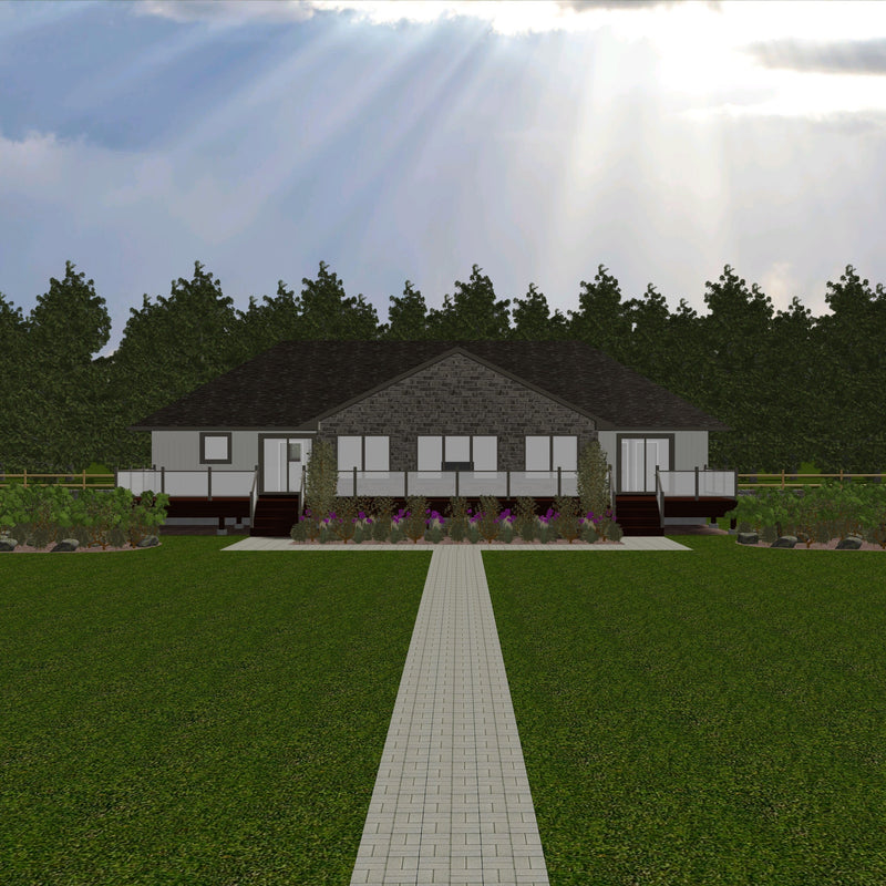 Plan #21-0343 | Bungalow, 3 bedroom, 2 bathroom, Large Deck, Vacation Home