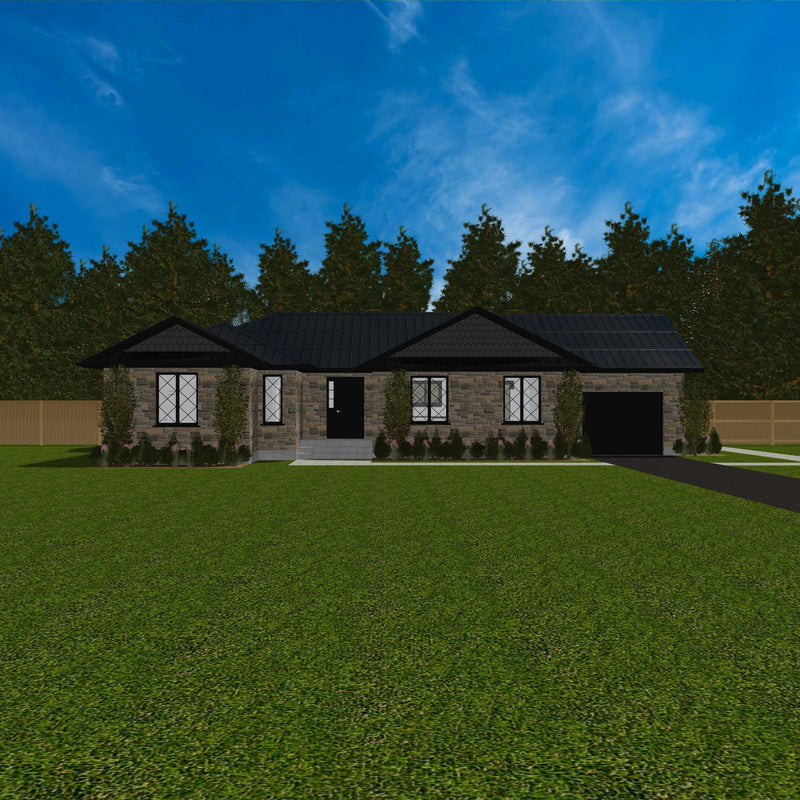 Plan #21-0348 | Bungalow, 3 bedroom, 2 bathroom, Attached Garage