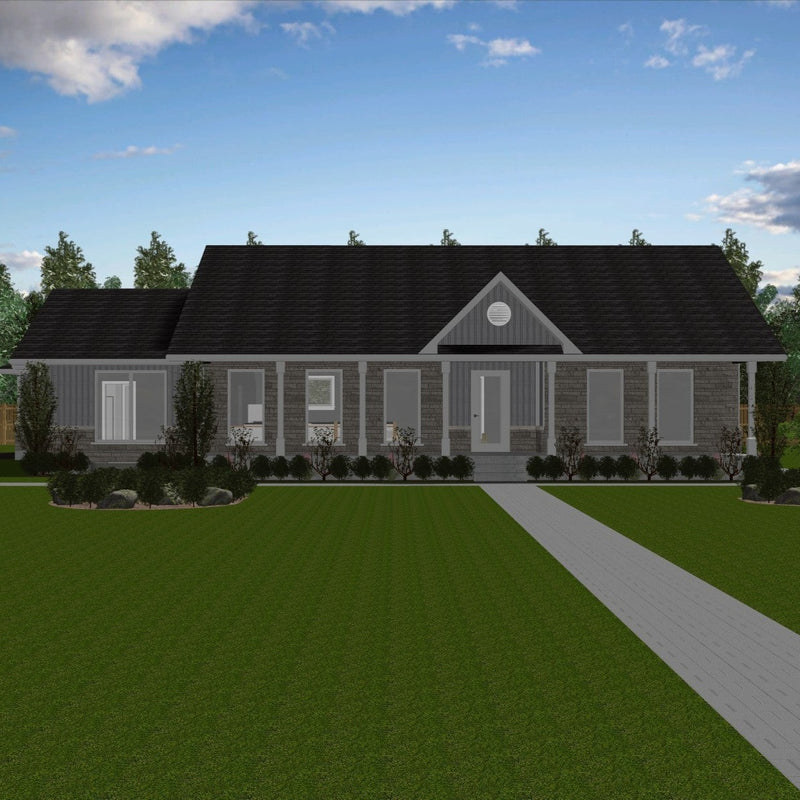 Plan #21-0364 | Bungalow,  Family Home, 3 bedroom, 2.5 bathroom, Attached Garage