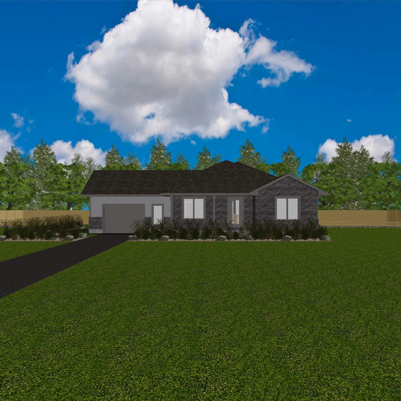 Plan #21-0379 | Bungalow, 2 bedroom, 1.5 bathroom, Attached Garage