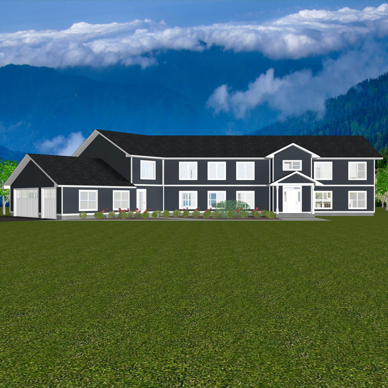 Plan #21-0074 | House, Slab on Grade, Family Home, 7 bedroom, 4 bathroom, Attached 3 Car Garage, Home theatre