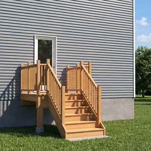 EXPRESS | Deck #6X6CENTRE | 6'X6' Pressure Treated Deck with Centre Stairs