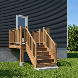 EXPRESS | Deck #6X8CENTRE | 6'X8' Pressure Treated Deck with Centre Stairs