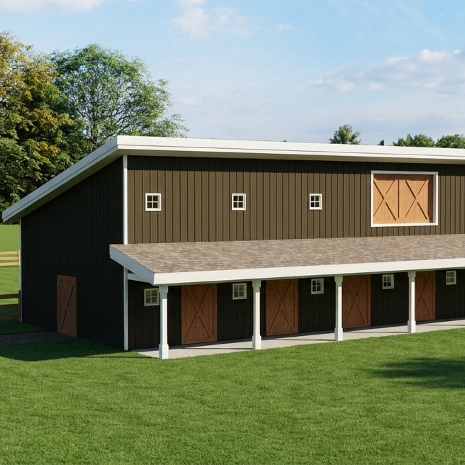 Plan #21-0025 | Barn, 0.5 bathroom, Horse stalls, Wash stall
