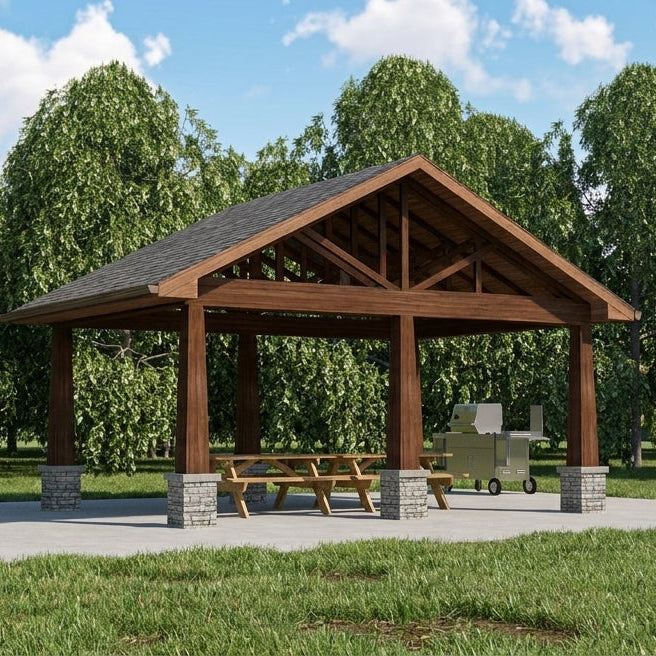 Plan #21-0056 | Gazebo, Covered Shelter, Shaded Area, Slab on Grade