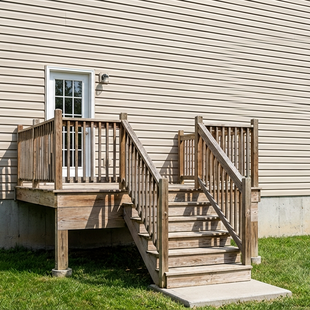 EXPRESS | Deck #10X10CENTRE | 10'X10' Pressure Treated Deck with Centre Stairs