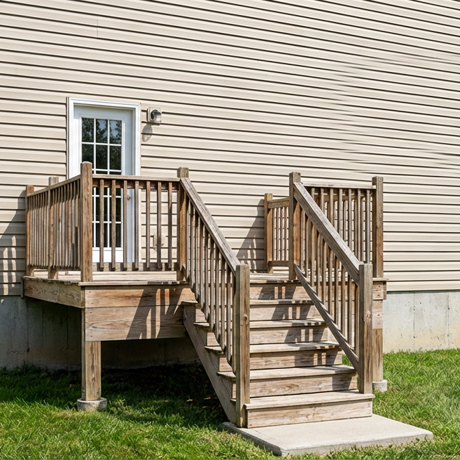 EXPRESS | Deck #10X10CENTRE | 10'X10' Pressure Treated Deck with Centre Stairs