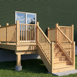 EXPRESS | Deck #12X10CENTRE | 12'X10' Pressure Treated Deck with Centre Stairs