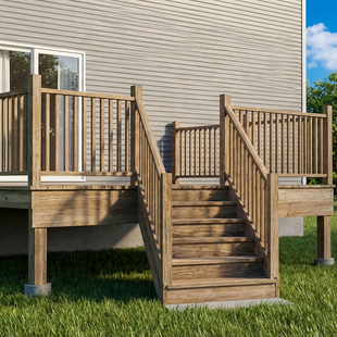 EXPRESS | Deck #12X12CENTRE | 12'X12' Pressure Treated Deck with Centre Stairs