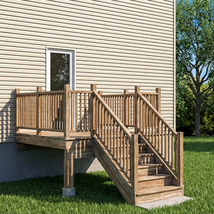 EXPRESS | Deck #8X8CENTRE | 8'X8' Pressure Treated Deck with Centre Stairs