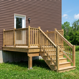 EXPRESS | Deck #8X10CENTRE | 8'X10' Pressure Treated Deck with Centre Stairs