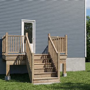 EXPRESS | Deck #10X8CENTRE | 10'X8' Pressure Treated Deck with Centre Stairs