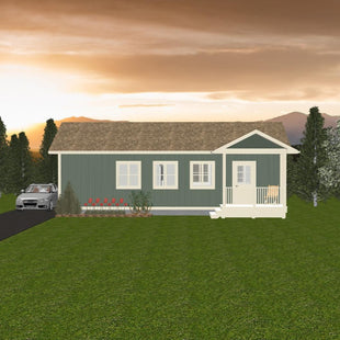 Plan #21-0096 | Bungalow, Cottage, 1 bedroom, 2 bathroom, Open-concept