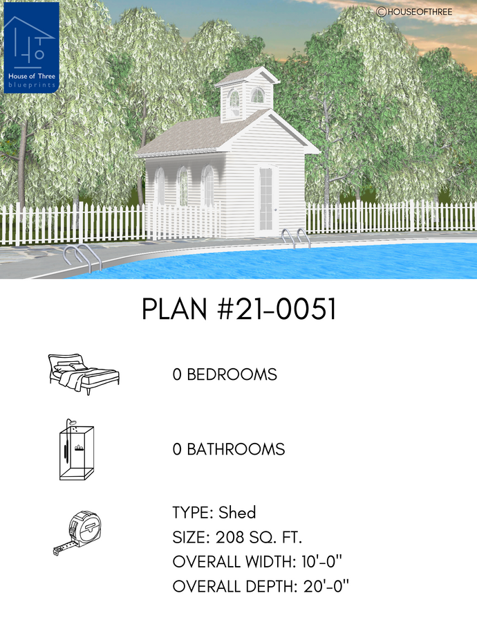 Plan #21-0051 | Shed, Slab on Grade, Traditional Design