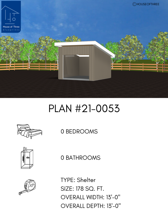 Plan #21-0053 | Shed, Livestock Shelter, Slab on Grade, Storage