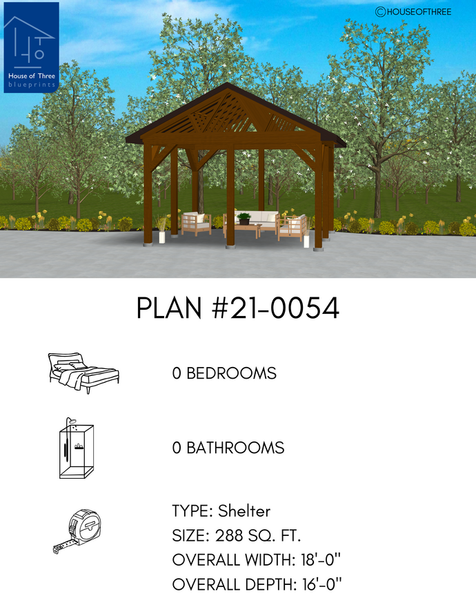 Plan #21-0054 | Gazebo, Shelter, Canopy, Pavilion