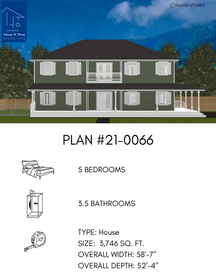 Plan #21-0066 | Two-storey Home, Spacious Front Entry, 5 Bedrooms, 3.5 Bathrooms