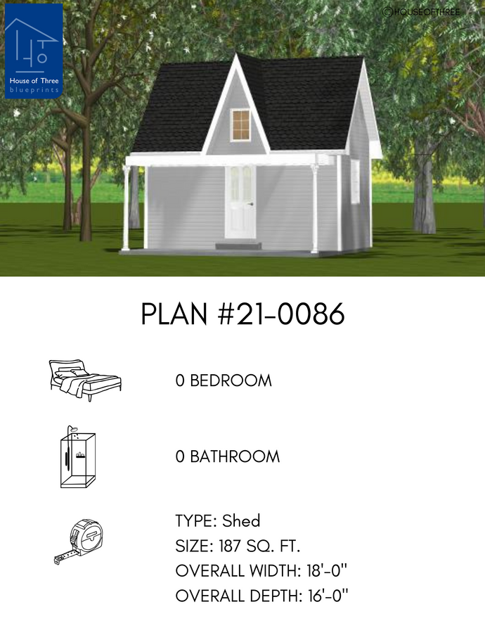 Plan #21-0086 | She-Shed, Playhouse, Storage