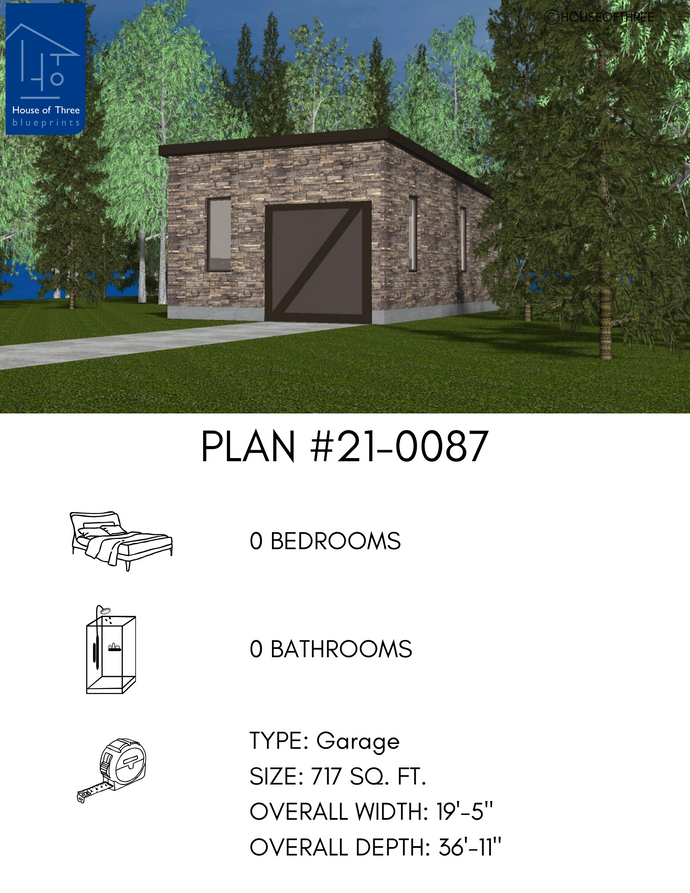 Plan #21-0087 | Garage, Storage, Rec Room