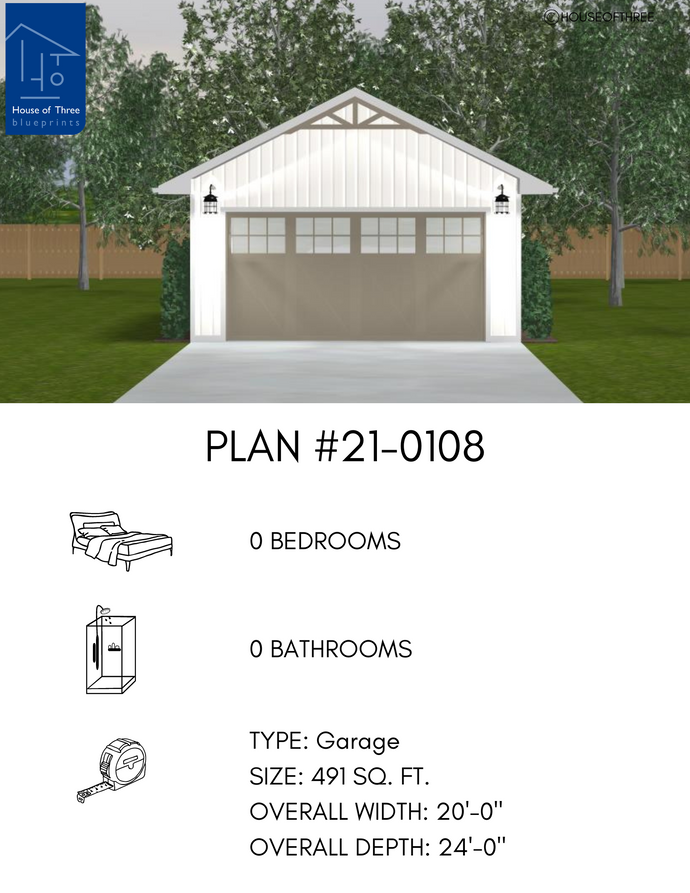 Plan #21-0108 | Garage, Slab on Grade, Vehicle Parking, Modern Design