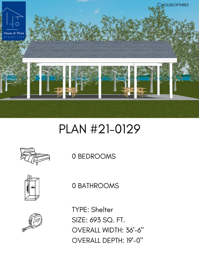 Plan #21-0129 | Covered Shelter, Shaded Area