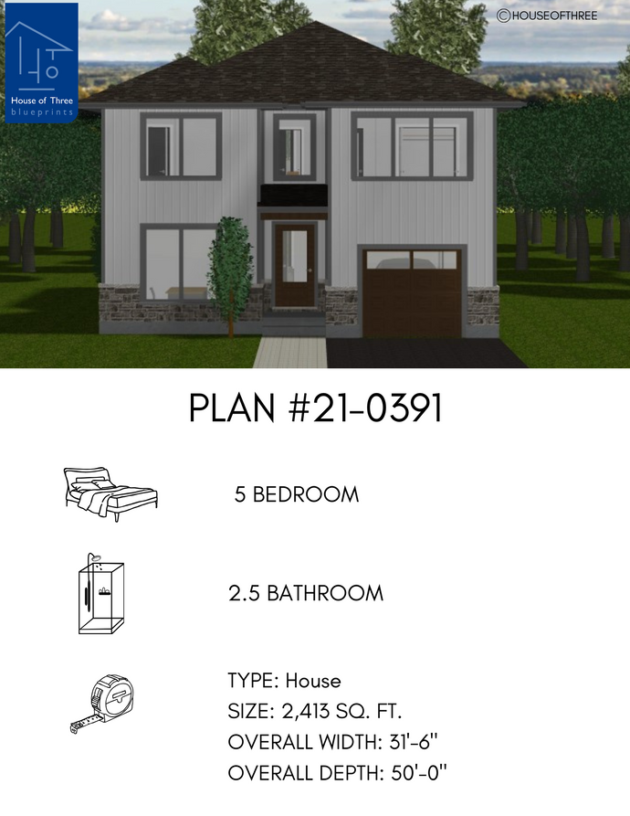 Two Storey house with light grey vertical siding, stone watertable, dark grey roof. Three large windows on second floor, large window and single garage door flank a single door entry way on main floor.