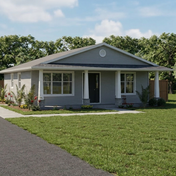 Plan #21-0001 | Bungalow, Slab on Grade, 2 bedroom, 1 bathroom, Cottage