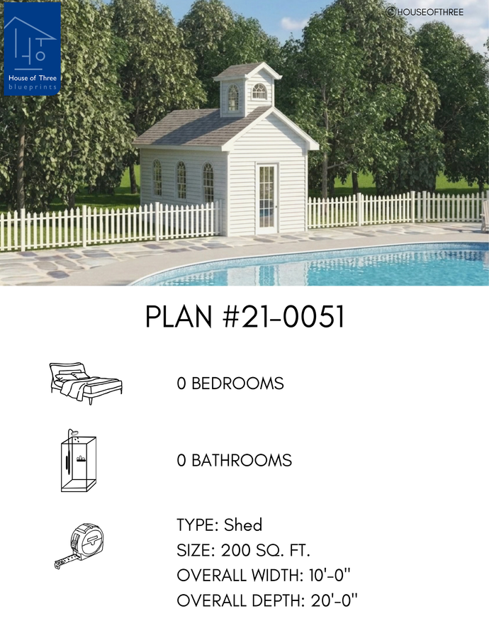 Plan #21-0051 | Shed, Slab on Grade, Traditional Design