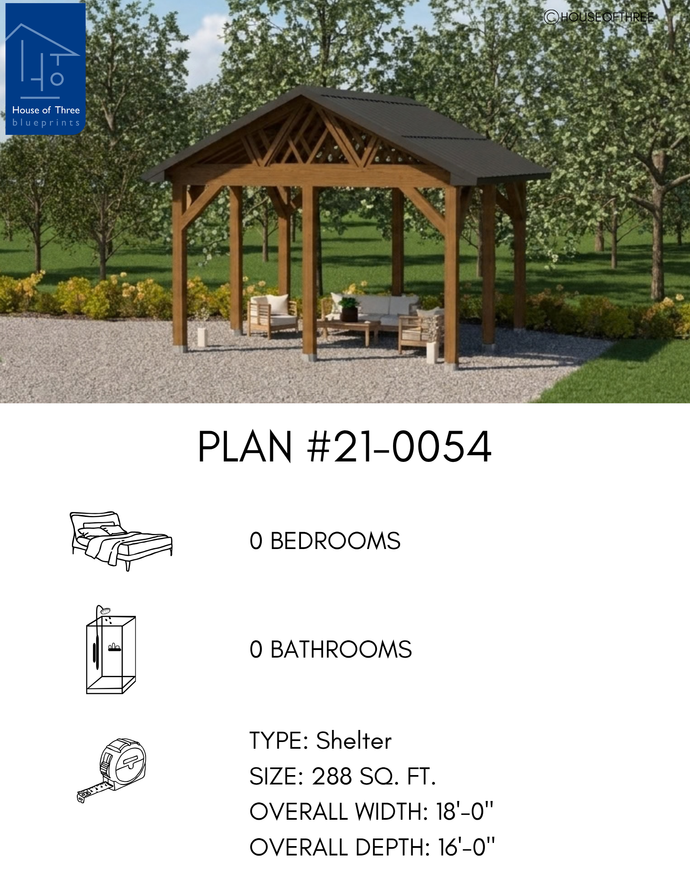 Plan #21-0054 | Gazebo, Shelter, Canopy, Pavilion