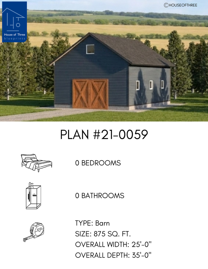 Plan #21-0059 | Barn, Slab on Grade, Storage