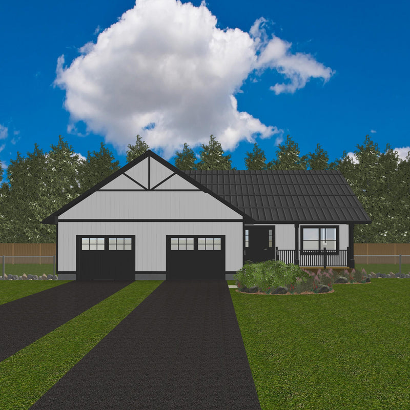 Plan #21-0306 | Bungalow, Attached Garage, 1 bedroom, 1 bathroom