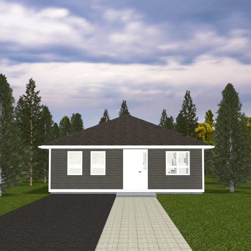 Plan #21-0091 | Bungalow, Slab on Grade, 2 bedroom, 1 bathroom
