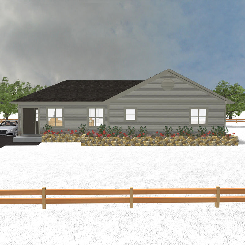 Plan #21-0046 | Bungalow, Slab on Grade, Cottage, 2 bedroom, 1 bathroom