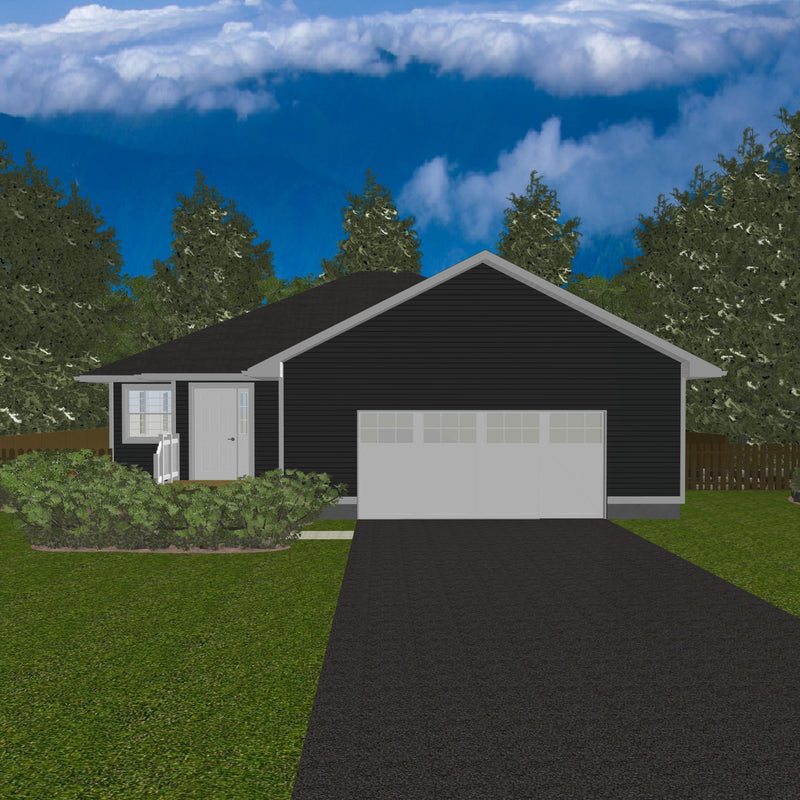 Plan #21-0308 | Bungalow, Attached Garage, 3 bedroom, 1 bathroom