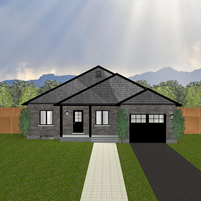 Plan #21-0307 | Bungalow, Attached Garage, 3 bedroom, 2 bathroom
