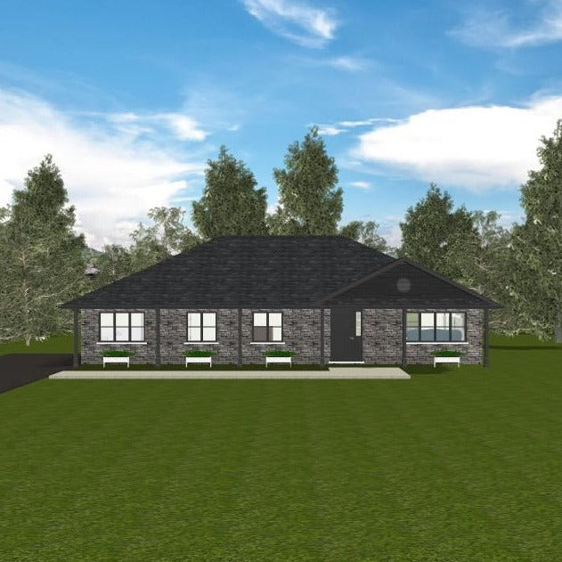 Plan #21-0064 | Bungalow, Slab on Grade, 3 bedroom, 2 bathroom