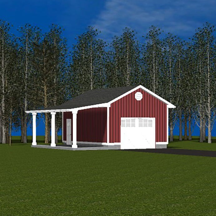 Plan #21-0063 | Garage, Covered Porch, Storage