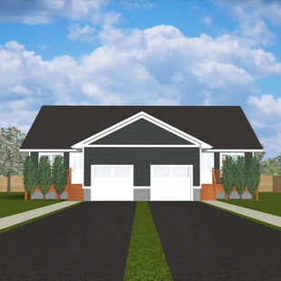 Plan #21-0158 | Semi-Detached Bungalow, Attached Garage, 2 bedroom, 2 bathroom