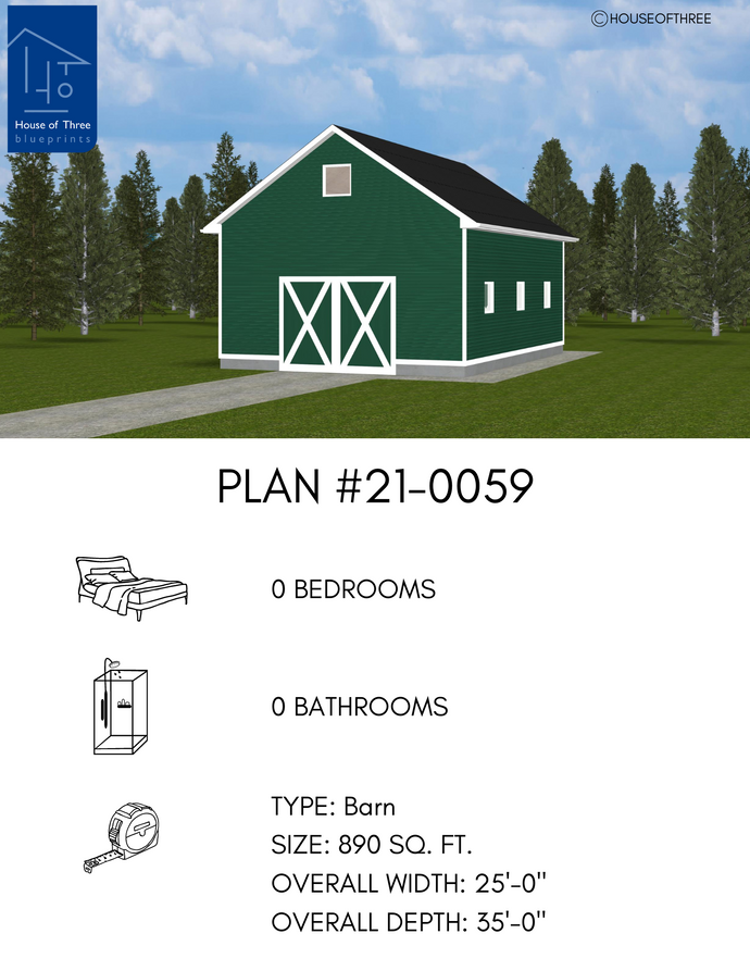 Plan #21-0059 | Barn, Slab on Grade, Storage