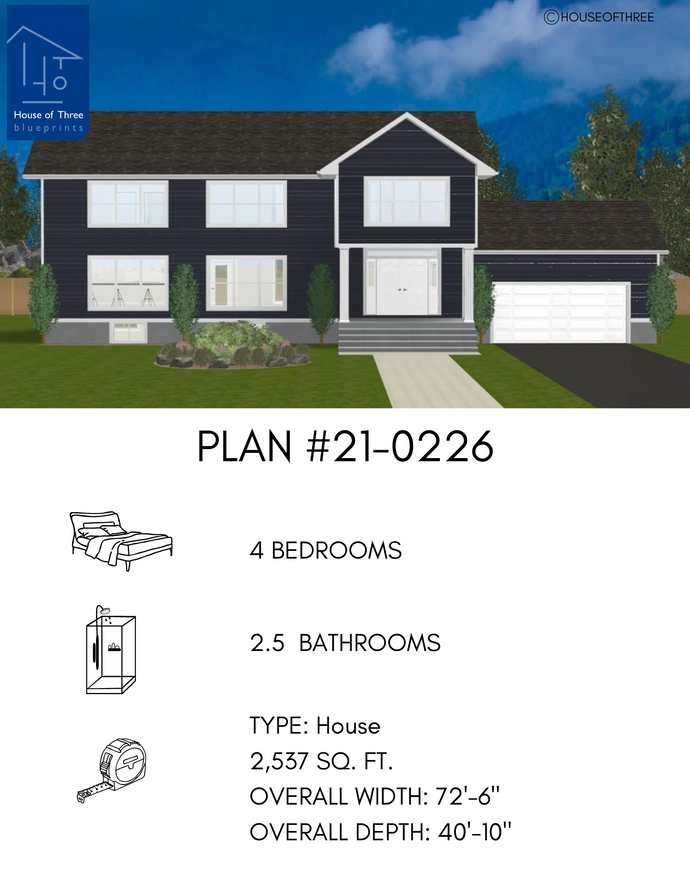 Plan #21-0226 | 2 Storey, Attached Garage, 4 bedroom, 2.5 bathroom