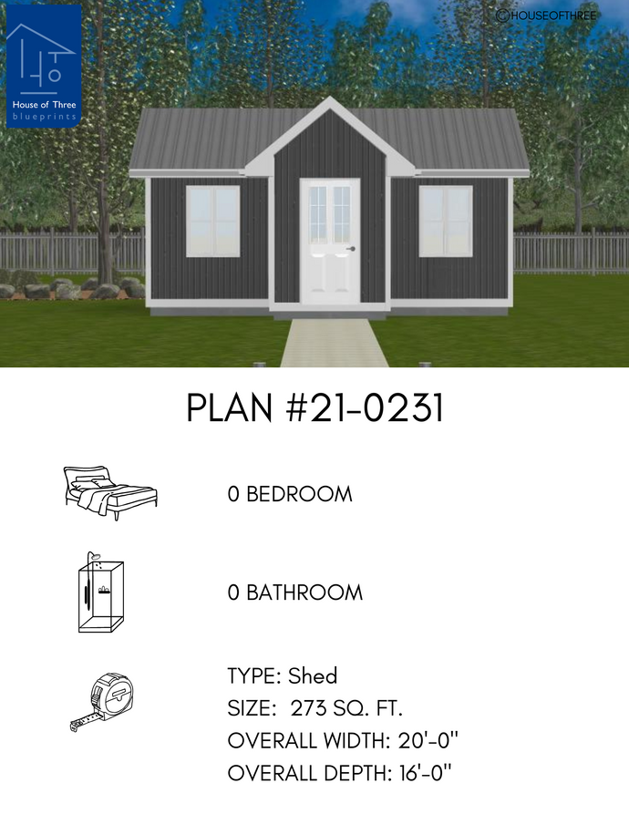 Plan #21-0231 | Shed, Storage Space, Practical Layout