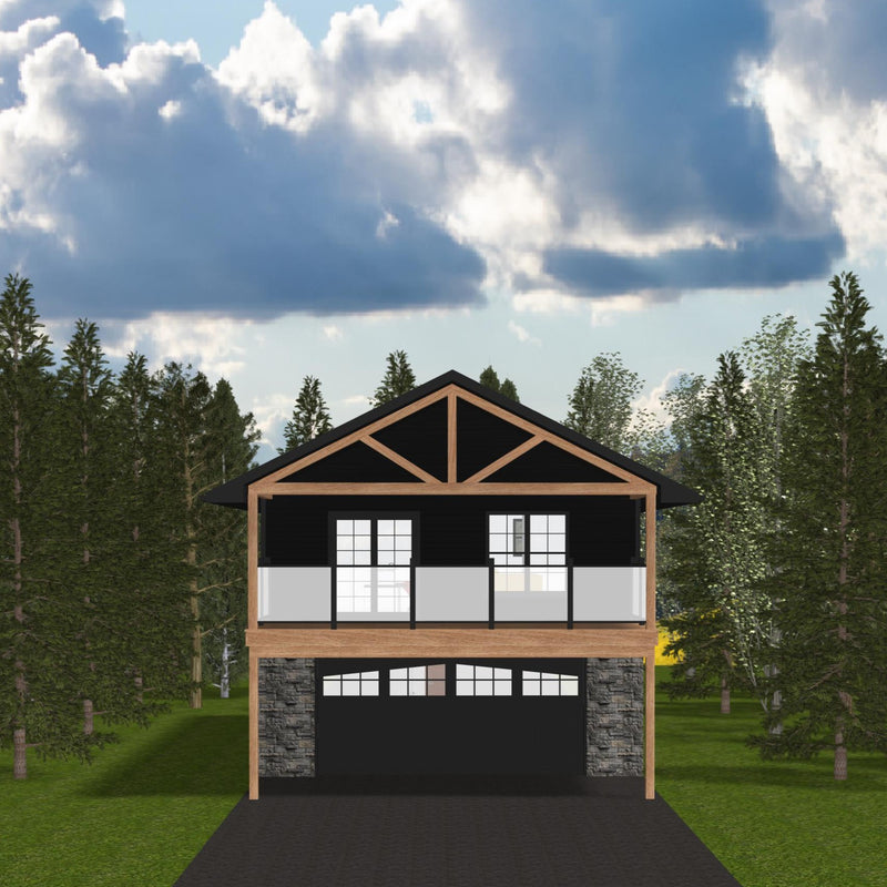 Plan #21-0093 | Garage with apartment above, 2 bedroom, 1 bathroom