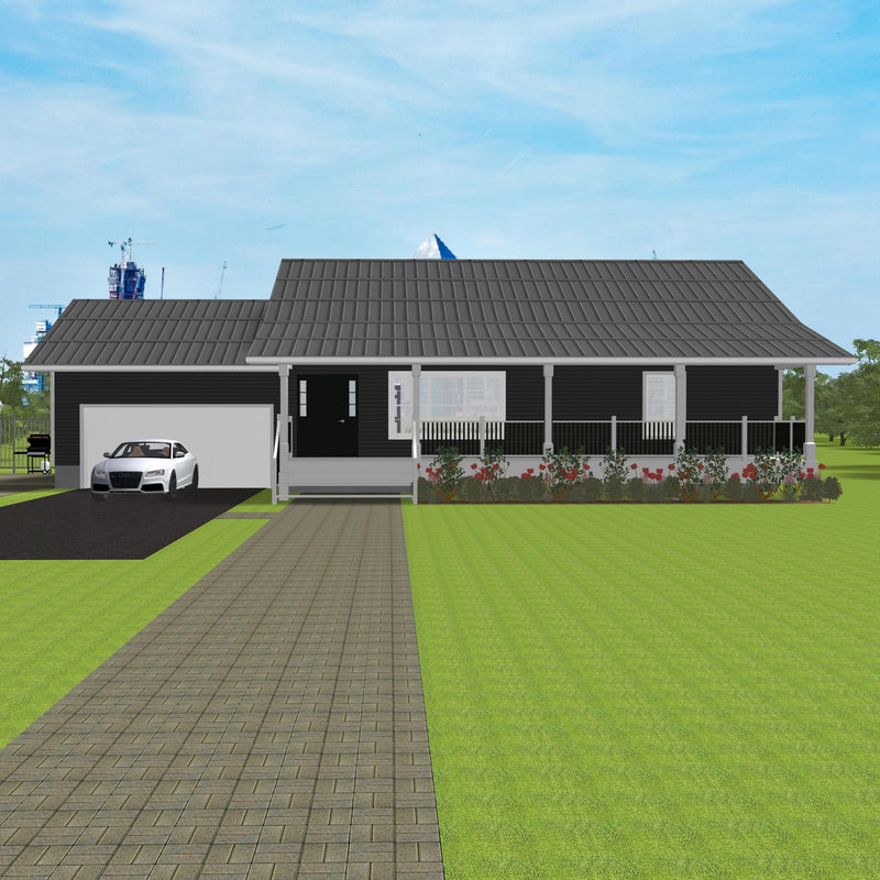 Plan #21-0302 | Bungalow, Attached Garage, 3 bedroom, 2 bathroom