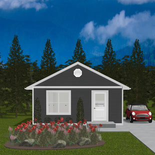 Plan #21-0162 | Bungalow, Slab on Grade, Vacation House, 1 bedroom, 1 bathroom