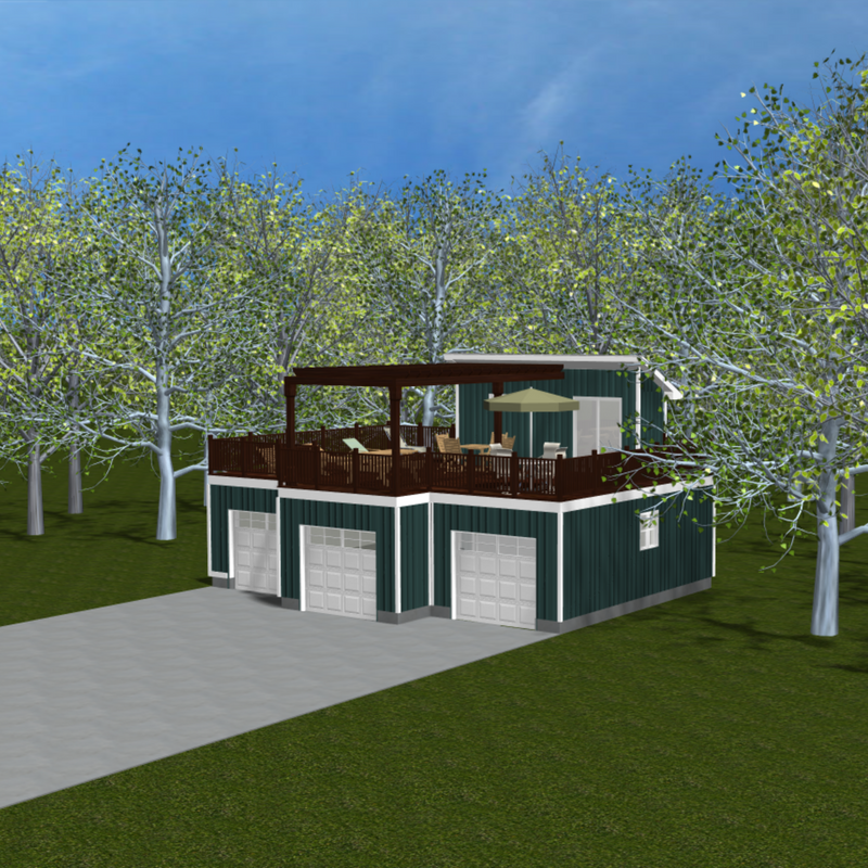 Plan #21-0094 | Garage, Roof Top Patio, Triple Car Garage