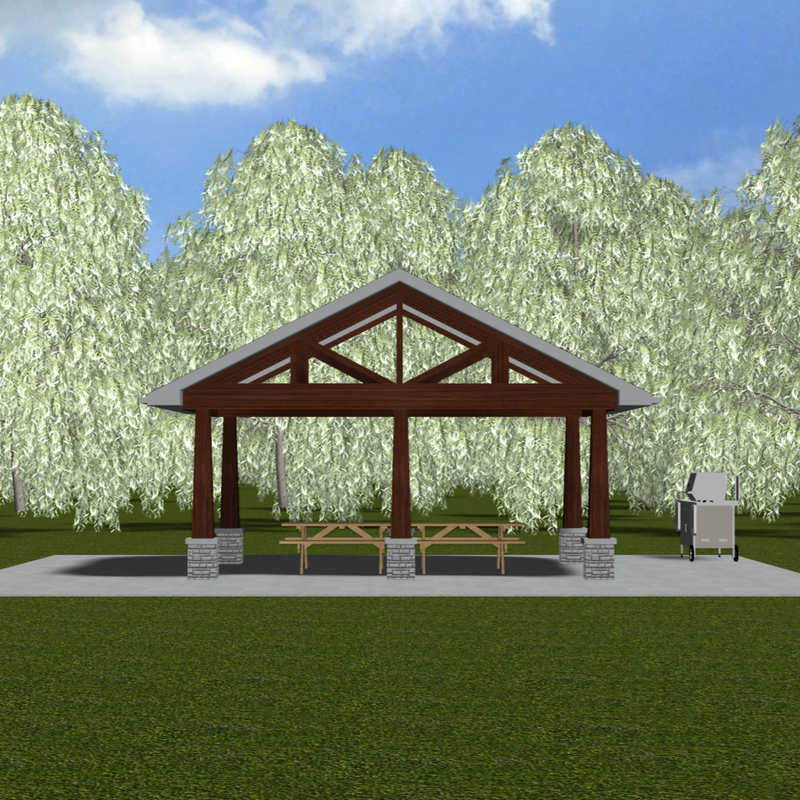 Plan #21-0056 | Gazebo, Covered Shelter, Shaded Area, Slab on Grade